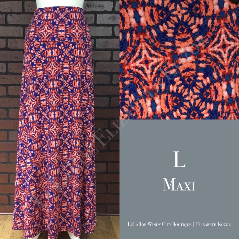 Maxi Skirt LuLaRoe Large Tie Dye Slinky Soft Comfy Adjustable Yoga Waistband